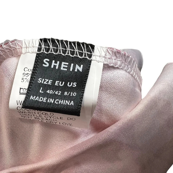 SHEIN Pink Floral Halter Dress Size L – Tie Neck Ruffle Hem Sundress - Picture 3 of 3